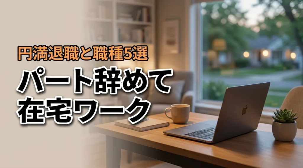 パート辞めたい主婦へ在宅ワークという選択肢円満退職の手順と職種5選（記事のアイキャッチ画像）